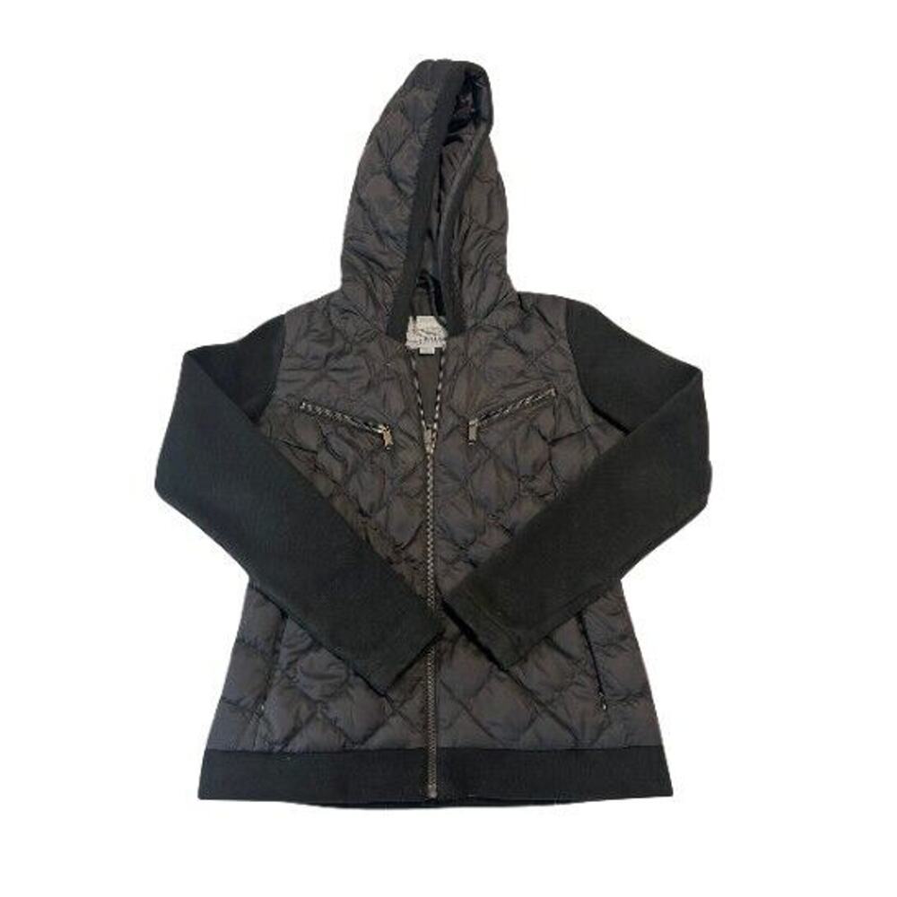 EDDIE BAUER Hooded Down Jacket Quilted Body Swiss Model Black Size S
